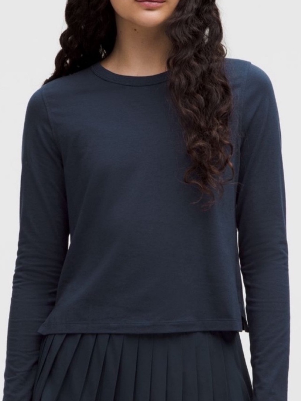 Lululemon Classic Fit Cotton Blend Long Sleeve Top Navy Blue NWT